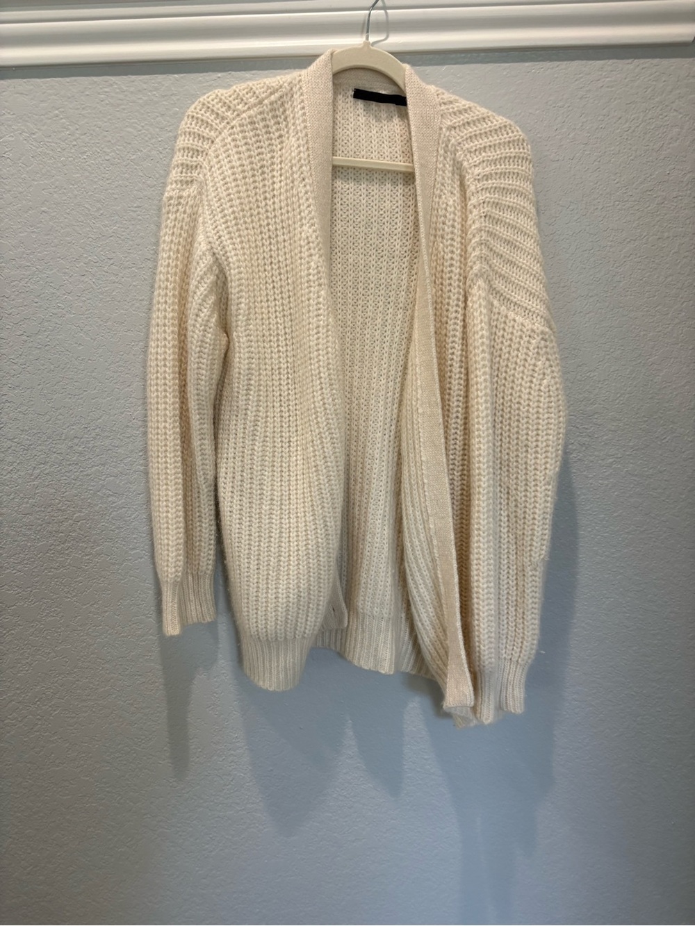 Open-Front Cream Knit Women's Cardigan Sweater